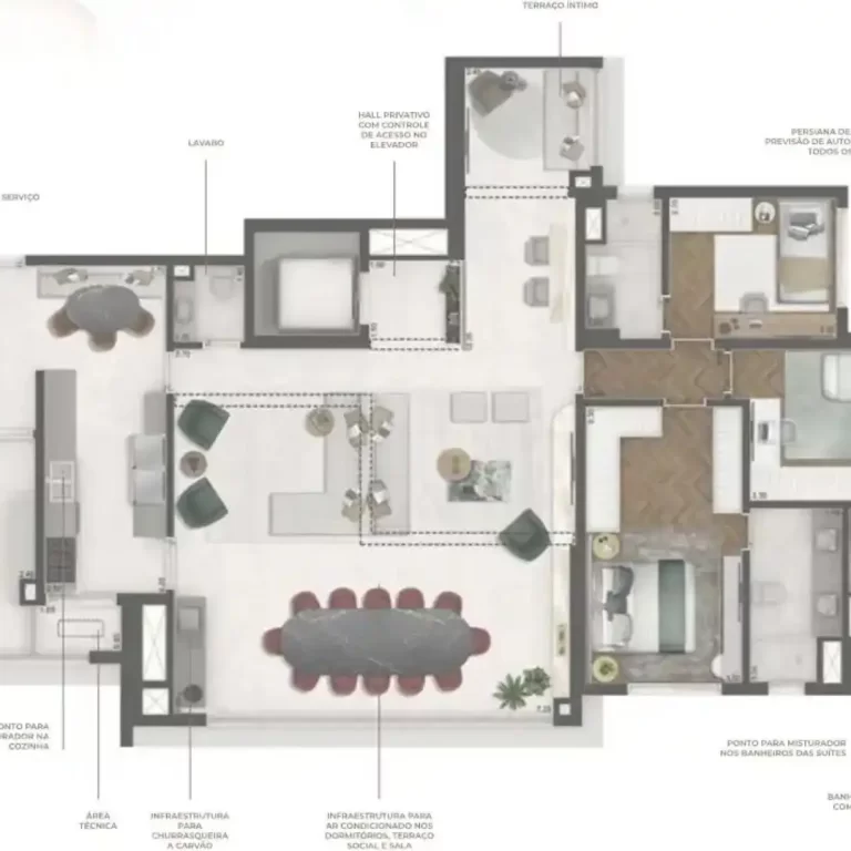PLANTA OPÇÃO 178M² | 3 SUÍTES + COZINHA AMPLIADA